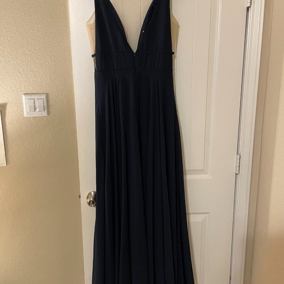Jenny Yoo Hollis Luxe Chiffon Bridesmaid Dress, Navy, Size 10 - Picture 5 of 8